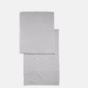 NWT Coach Embossed Signature Knit Scarf F32711 Ice Grey Silver Muffler